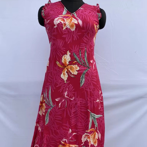 ชุดเดรสยาวคอตตอนพิมพ์ลายดอกไม้ขนาดใหญ่ลายจุดสำหรับผู้หญิงแฟชั่นย้อนยุค - Product Image 1