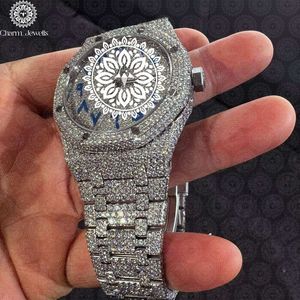 Montre de luxe Charm Jewels en acier inoxydable, incrustée de diamants, mouvement mécanique analogique, cadran de 40 mm, montre de mode pour homme, automatique - Product Image 2