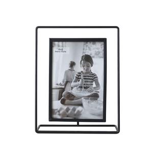 Marco de fotos de lujo negro para decoración del hogar, cubierta de vidrio de Material plateado y aluminio de hierro para exhibición de escritorio o mesa - Product Image 1