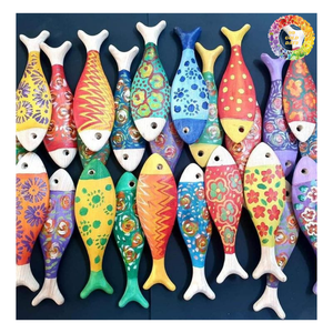 Arte de pared de peces de madera pintado en 3D, recorte de peces de madera natural para decoración de pared hecha a mano única y regalo de recuerdo pez de madera - Product Image 5