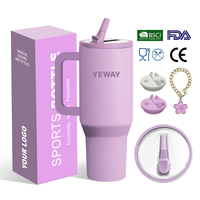 YEWAY Gobelet isotherme en acier inoxydable de 40 oz avec paille, anti-fuite, idéal pour les voyages en voiture et le randonnée, marque privée