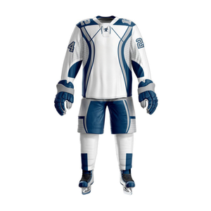 Uniformes de hockey sobre hielo Conjunto de pantalones Sublimación personalizada Impreso Tela de poliéster transpirable Diseño ligero para hombres Mujeres Uniforme - Product Image 4