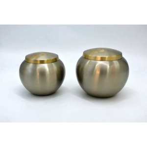 Gold Aluminum Urn for Ashes Handcrafted Funeral Memorial Jar Indian Exporter for Pets and <b>Babies</b> - Product Image 5