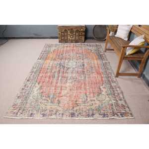 Tapis turc 5,6x9,1 pi (172x277 cm), tapis vintage à carreaux rouges - Product Image 3