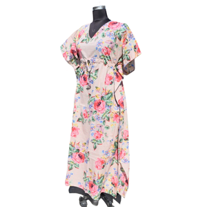 <b>Kaftan</b> Cotton Women's Handblock Floral Printed Robe Sleepwear Maxi <b>Dress</b> - Product Image 4