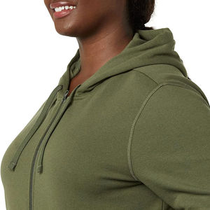 Sweat-shirts pour femmes à fermeture éclair anti-boulochage tendance, logo personnalisé, veste d'hiver respirante, col à capuche, fibre de bambou sur le devant - Product Image 5