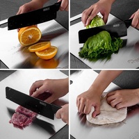Vente chaude accessoires de cuisine grands blocs à découper planche à découper en acier inoxydable Double face avec poignée facile à saisir