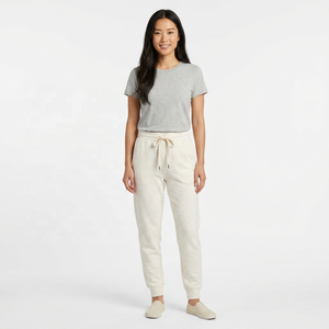 <b>Men's</b> <b>White</b> Cotton Sweatpants Elastic Waist Drawstring Casual <b>Joggers</b> Side Pockets Breathable Spring Wear - Product Image 3
