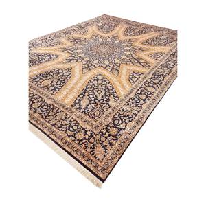 Tapis en soie noué à la main Gulmarg bleu, motif rectangulaire traditionnel chinois en patchwork, pour la maison, adolescents, 10 mm - Product Image 2