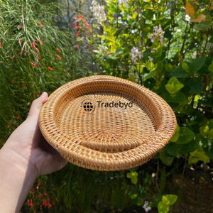 Bandeja de Servicio Móvil de Ratán Tejido Moderno de Primera Calidad, Hecha a Mano, Elegante para el Hogar, Tradebyd - Product Image 2