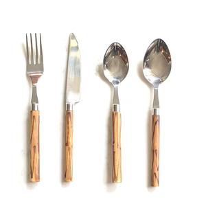 Premium Sustainable Modern Stainless Steel <b>Knife</b> Fork Spoon <b>Steak</b> <b>Knife</b> Mirror Polish Wood Handle Restaurant Flatware Set - Product Image 4