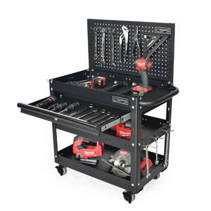 Carro de herramientas de utilidad al por mayor, carro de armario de almacenamiento de herramientas de 3 niveles, carro de acero inoxidable para mecánico, garaje, industria, almacén rodante - Product Image 3