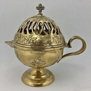 Quemador de incienso de latón colgante SanctiSmoke DivineFume Celestial Aura, incensario de acabado antiguo para rituales de iglesia y adoración sagrada - Product Image 6