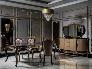 เก้าอี้ Damian ชุดรับประทานอาหารพร้อมวัสดุไม้เนื้อแข็งแกะสลักด้วยมือสีดำทองสำหรับใช้ในห้องรับประทานอาหาร - Product Image 4