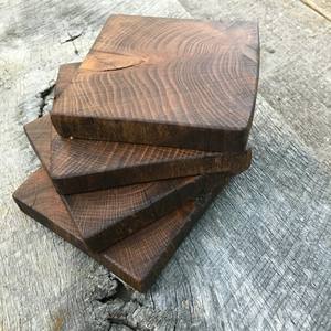 Handcrafted Wooden Square Acacia Solid Wood Coaster Set with Insulation Mat Drink Coasters and Holder - Product Image 4