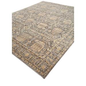 พรมขนสัตว์ถักมือ Erbe AKWL-1379 สีเทาและดำ ลายเหรียญ รูปทรงสี่เหลี่ยมผืนผ้า สไตล์คิลิม สำหรับบ้านและทางเดิน - Product Image 2