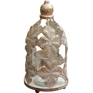 Decorative Iron <b>Frame</b> with Glass Candle Lantern for Home and Party Classic Table Decoration Iron and Glass Lantern - Product Image 3