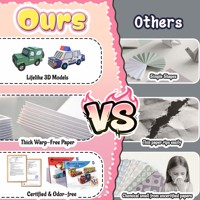 Papel de Origami 3D de 6 Temas, Kit de Origami para Niños, Incluye 16 Hojas de Origami 3D Pre-cortadas y Fáciles de Armar