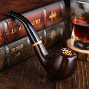 Pipe à cigare en bois de type courbé, réutilisable et écologique, accessoire à tabac en bois naturel fait à la main - Product Image 5