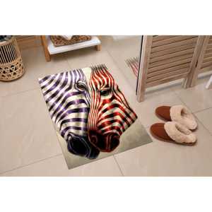 Alfombra con Estampado de Cebra, Colección de Alfombras con Estampado de Cebra, Alfombra Roja, Estampado Animal, Alfombra de Terciopelo - Product Image 4