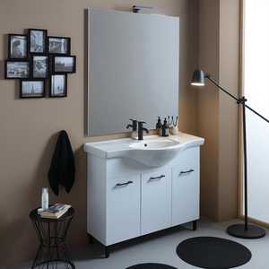 Ravenna 105cm White Export <b>Bathroom</b> Cabinet with Mirror Lamp Matt <b>Black</b> Details <b>Bathroom</b> <b>Sets</b> - Product Image 1