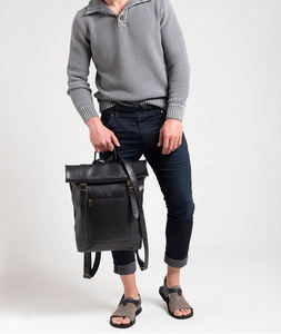 Custom Men's Travel <b>Roll</b> <b>Top</b> New Leather Foldable Student Women's School Rolltop Laptop <b>Backpacks</b> LRTB-0009C - Product Image 2