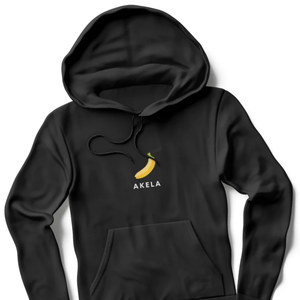 Akela Banana Print Black Hoodie Unisex Soft Cotton Fleece Pullover Casual Streetwear Moda Cálido Invierno Sudaderas de moda - Product Image 6