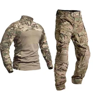 Мужская тактическая рубашка и брюки комплект с длинным рукавом Мультикам охотничья форма