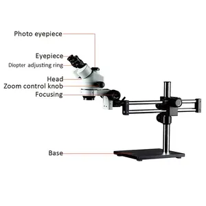 3.5X-180X三眼低厚作業プレートステレオ顕微鏡実験室解剖学ジュエリー識別顕微鏡 - Product Image 2