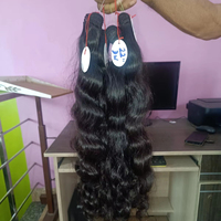 Ekstensi Rambut Manusia Remy India Mentah 8"-32" Tahan Rontok Lembut Berkilau Bebas Bahan Kimia Jahitan Ganda Semua Warna Asli