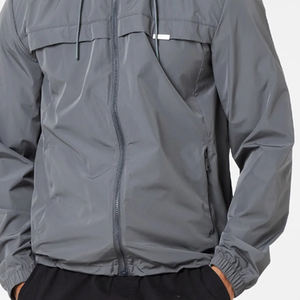 Men Lightweight Full Zip <b>Windbreaker</b> Jacket with Adjustable Hood Water Resistant Nylon Fabric Elastic Cuffs and Side Zip Pockets - Product Image 4
