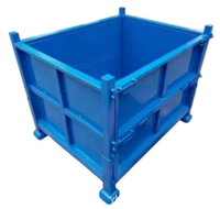 Conteneur industriel en fil métallique pliable 800x600x650mm avec porte demi-ouvrante, cage de stockage en acier, caisse à palettes en maille métallique pour entrepôt
