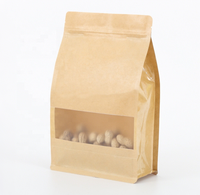 Sachet Doypack Personnalisé en Papier Kraft de Qualité Alimentaire à Huit Côtés avec Fenêtre et Fermeture Zip Refermable Anti-Odeur pour Chips et Aliments pour Animaux