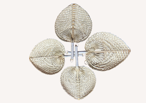 Éventail artisanal vietnamien unique, fabriqué à partir de feuilles de bodhi, pour une décoration spirituelle de luxe et des souvenirs de mariage élégants. - Product Image 5