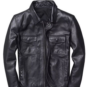 แจ็คเก็ตบุนวมหนังแท้สำหรับฤดูหนาวมีซิปด้านหน้ามีฮู้ดสไตล์วินเทจ - Product Image 1