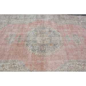 7.3x11.5 ft Rug, Vintage Rug, Turkish <b>Red</b> <b>Wool</b> Polka dot Rug - Product Image 4
