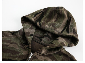 Venta al por mayor de los hombres de algodón francés Terry verde Camo Sudadera con capucha con cremallera logotipo personalizado Impresión digital Estilo Streetwear - Product Image 5