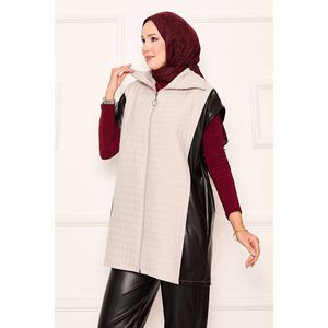 Conjunto de Dos Piezas de Cuero Acolchado Beige para Mujer, Top Corto con Cuello Alto y Pantalones Cortos Casuales para Salir en Invierno - Product Image 5