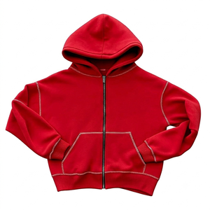 Sudadera con Capucha Corta para Hombre, con Cierre, Color Sólido, Felpa, 100% Algodón, Corte Regular, Bordada, Informal, para Invierno, con Logotipo Personalizado - Product Image 5