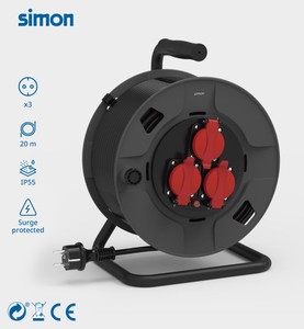 20m. Avvolgicavo professionale estensibile con 3 prese e copertura 3x1,5mm IP55 (Simon EX922501) - Product Image 2