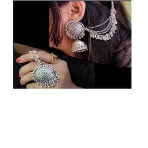 Pendientes de plata estilo bohemio Bahubali con diseño de campana de aleación y estilo bohemio para fiestas - Product Image 2