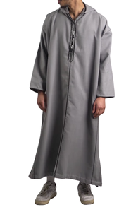 Caftan islamique Jubba Thobe à manches longues en laine avec poches solides à capuche pour hommes taille plus pour les musulmans pour le confort d'automne - Product Image 5