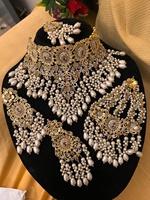 Ensemble de collier de mariée traditionnel indien en gros délicat, Navratna Kundan, bijoux artificiels