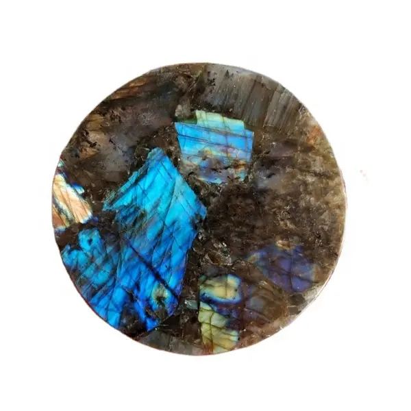 Decorative Crystal Agate Labradorite high flash round shape Coaster Natural Agate Slice also used for healing and energy crystal