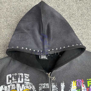 Sudadera con capucha y cremallera con etiqueta personalizada de calidad superior más demandada, sudaderas con capucha impresas en fábrica hechas a precio barato, sudaderas con capucha para hombres - Product Image 4