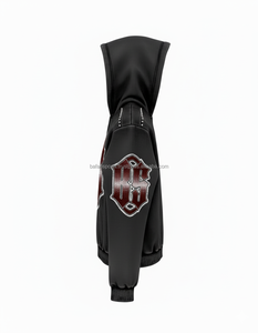 Premium thick <b>zipper</b> <b>hoodie</b> 420 GSM fleece fabric <b>black</b> winter <b>hoodie</b> with embroidery logo and stud details basics hoodies - Product Image 3