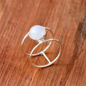 Anillo Artesanal Bohemio Cristiano Religioso de Plata de Ley 925 con Baño de Rodio y Piedra Lunar Certificada por Samrat Jewels - Product Image 1