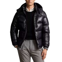 Vente en gros 2026 Blousons matelassés pour hommes Noir brillant Manteau d'hiver à bulles Capuche amovible Décontracté Crocheté Grande taille Écologique