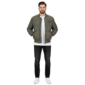 Tendance Logo Personnalisé Patches Bomber Veste Casual Goutte Épaule fermeture à glissière poignets côtelés Bomber Veste - Product Image 4