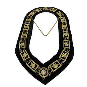 Collier d'officiers fabriqué en usine Collier de chaîne d'artisanat maçonnique en moiré d'or Collier de chaîne maçonnique Regalia - Product Image 3